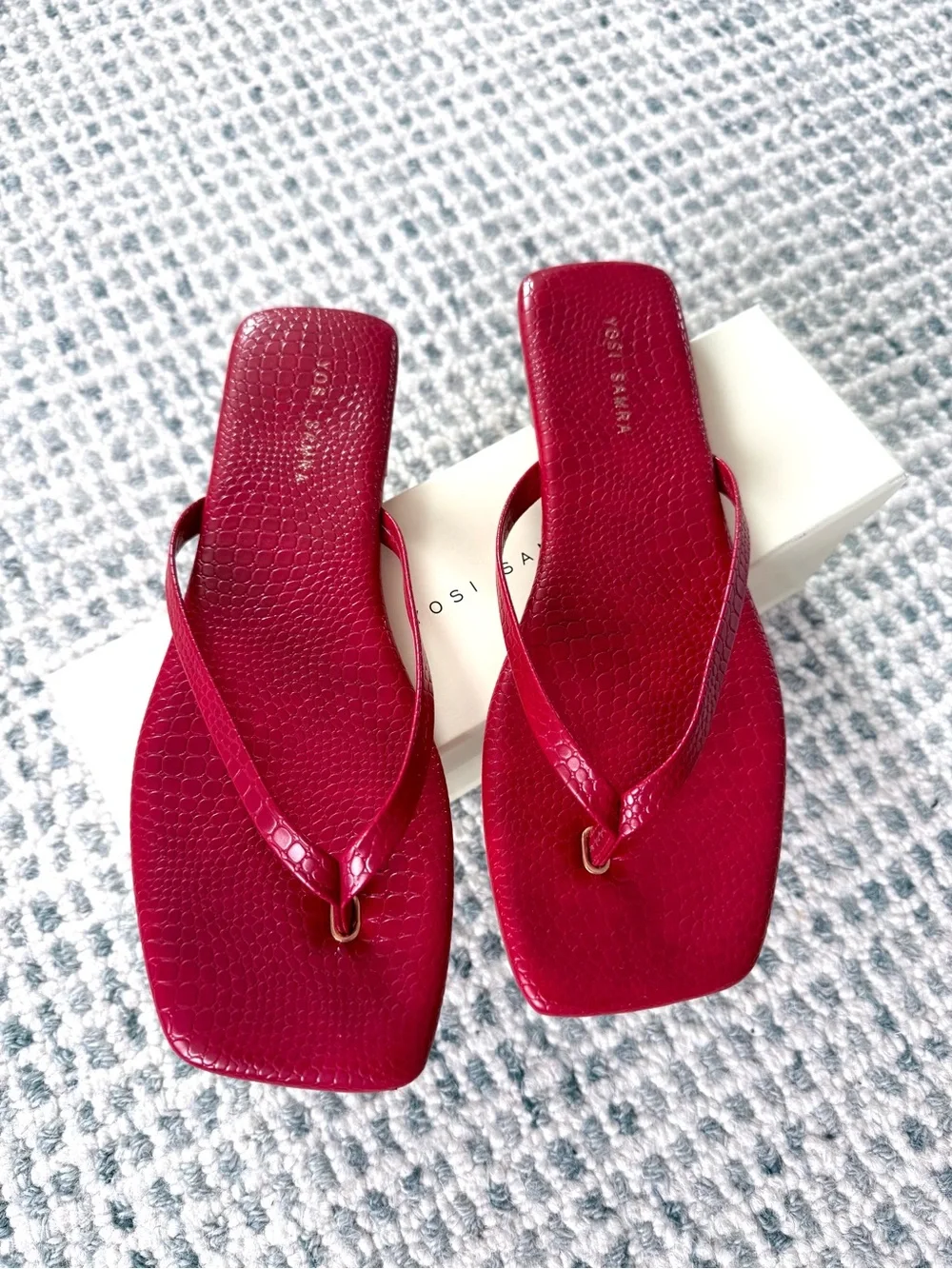 Yosi Samra Mercer Flip Flop in Red Croc